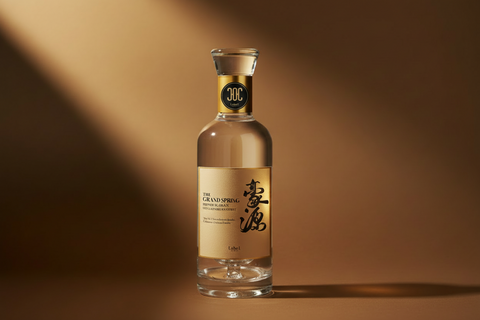 Bottle of Grand Spring on a brown background